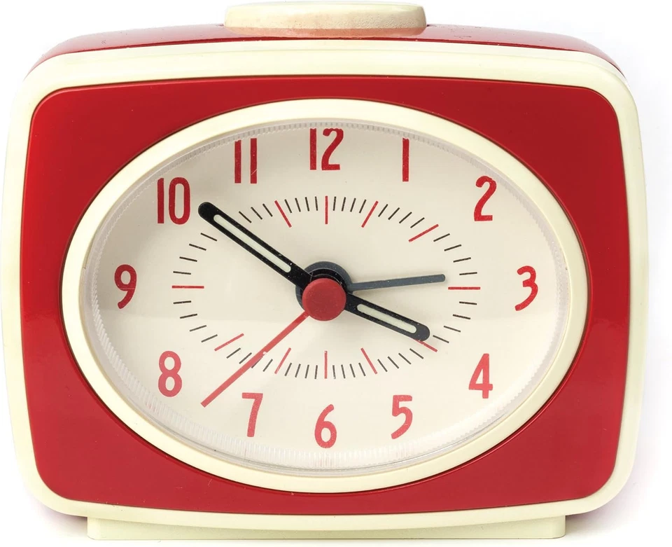 Kikkerland Small Retro Classic Vintage Style Ticking Quartz Movement Red - Image 2 of 4