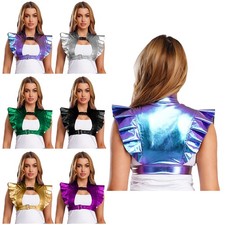 Women Top Metallic Shrug Shiny Armor Steampunk Gothic Party Fancy Dress Outfit