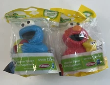 Lot of 2 Playskool Sesame Street Bath pool water Squirter Toy 12m-4y Elmo Cookie