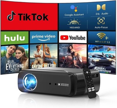 4K Beamer Tragbar Smart Android TV 11 WiFi 6 BT 5.4 1200 ANSI HDR+ NFC Dolby