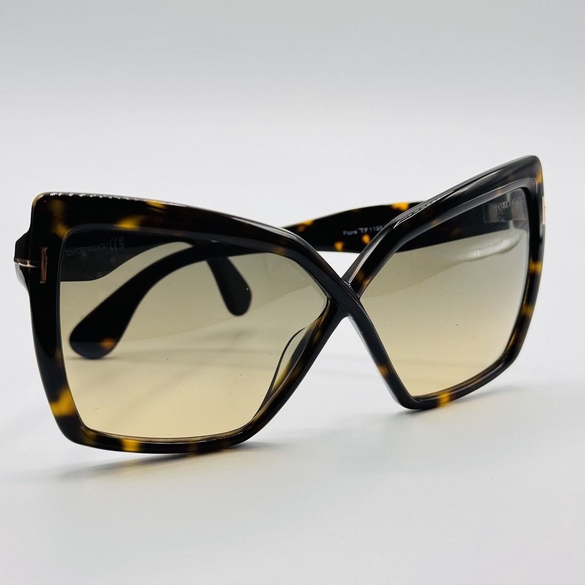 Tom Ford Sunglasses Fiore TF1195 52B Havana Frame Gradient Brown Lens 63-6-140 Tom Ford Fiore TF1195 52B Sunglasses - Dark Havana Butterfly  main image 4