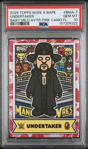 2025 Topps WWE x Bape Undertaker #BMA-7 Baby Milo Pink Camo /25 PSA 10