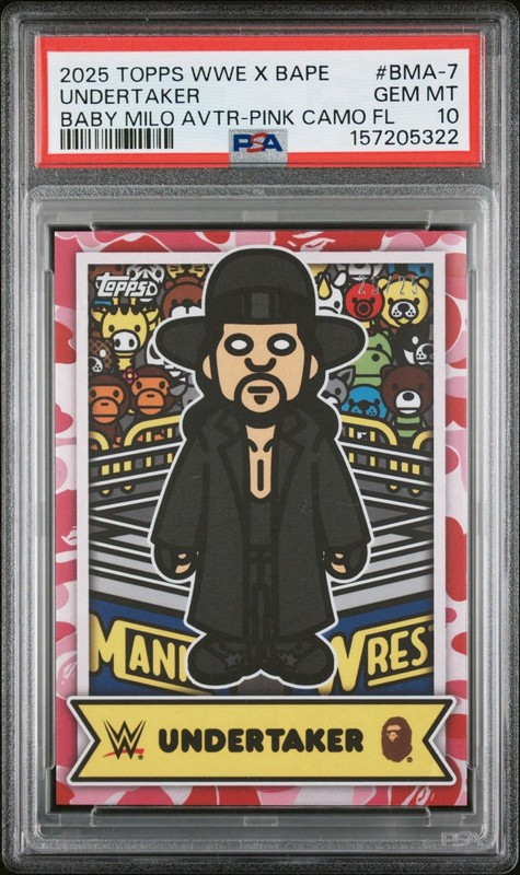 2025 Topps WWE x Bape Undertaker #BMA-7 Baby Milo Pink Camo /25 PSA 10