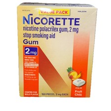 Nicorette Nicotine Quit Gum, 2mg Fruit Chill 160ct Exp 2027-2028
