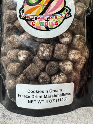 Universal Candies Cookies n Cream Freeze Dried Marshmallows 4oz Crunchy Candy