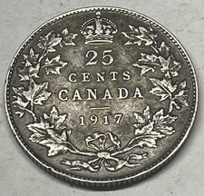 1917 25C Canada 25 Cents. Exceptional Bold Vivid Original Coin
