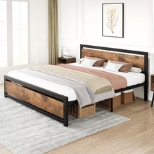 Full Size Bed Frame ,Metal Heavy Duty Platform Bed Frame with Headboard Bedroom