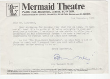 Bernard Miles Signed Letter 1976 / Autographed British Character Actor