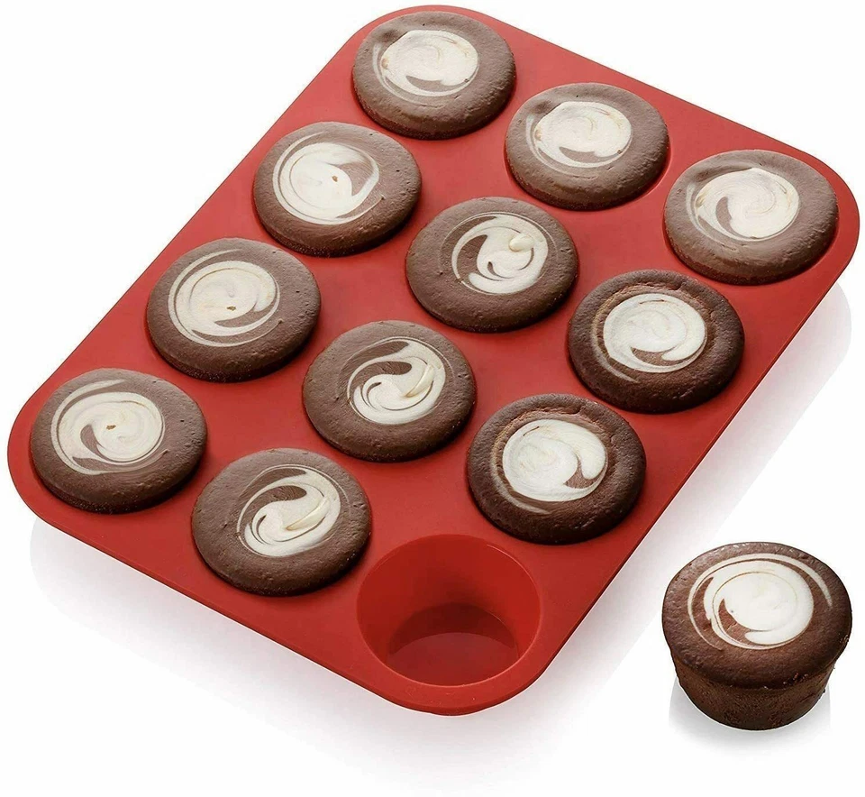 große Silikon Muffin Backform 30 cm Silikonform Muffinform für 12 Muffin - Bild 2 von 4