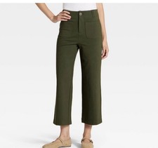 A New Day Women's High Rise Cropped Pant Olive Size 8