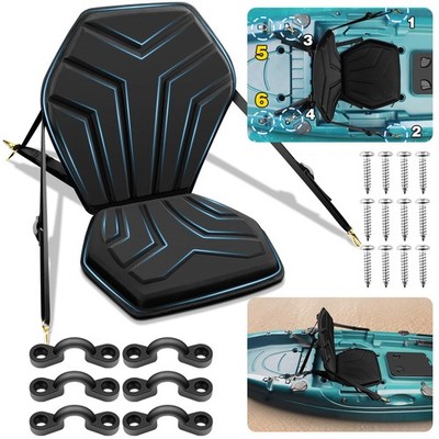 HLOGREE 6-Point Attachment - Thick Padded Kayak Seat Cushion Thicken, BLACK