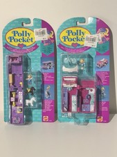 Polly Pocket Vintage 1995 HOME /STABLE ON THE GO NEW Lot 2 Bluebird Mattel