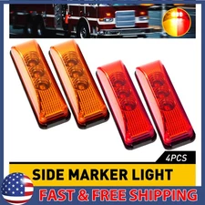 4pcs 3LED Side Marker Clearance Lights Light for Jeep Truck Trailer RV Amber Red