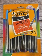 BIC Cristal Xtra Bold Ballpoint Pens, 24 Count (Pack of 1), Assort. New (A-14)