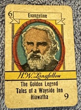 Vtg 1935 AUTHORS by RUSSELL CARD GAME Replacement Card 6 H W Longfellow