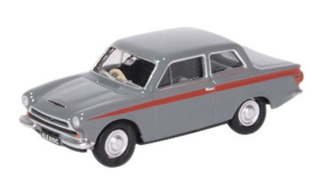 Oxford Diecast 76COR1008 Ford Cortina Mk1 Grey & Red OO Gauge