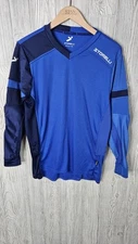 Storelli Goalkeeper Shirt Mens Med Blue Long Sleeve Forearm Elbow Padding V-Neck