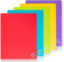 5 Pcs Flexible Cutting Board Mats BPA Free Non-Slip Kitchen Food Prep Mats