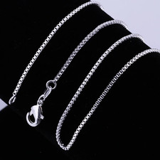 925 Sterling Silver Fine 16-30 Inches 1Mm Box Chain Necklace Simple Fashion Wome