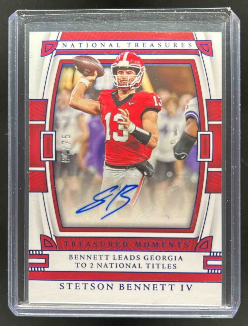 Stetson Bennett Panini National Treasures Collegiate Treasured Moments Signatures #TMSB Blue