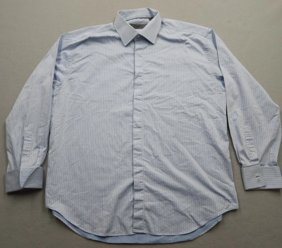 Camisa Givenchy De Colección Para Hombre 17.5 (XXL 2XL) Azul Puño Francés Vestido Abotonado Años 90 Foto 2 de 4