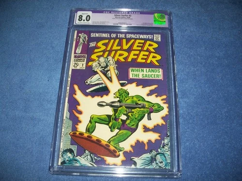 Silver Surfer #2 CGC Restored Grade 8.0 Off White to White Marvel Comics 10/68