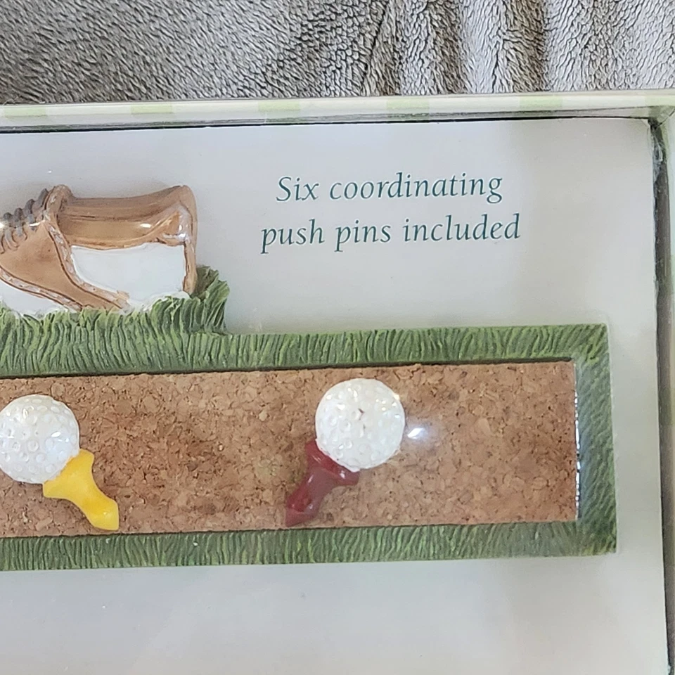 Vintage Golf Decor Message Center Magnetic Cork Strip 6 Coordinating Push Pins - Image 4 of 4