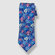Tommy Hilfiger Men Blue Floral Classic Neck Tie 59 x 3