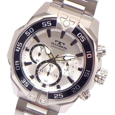 Watch Men TECHNOS T6C40-SS Chronograph Watch Stainless Steel Solid Belt Japanese