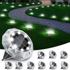 10 Pezzi Luci Solari Interrati Da Giardino, 8 LED Faretti Solari Led Da Esterno
