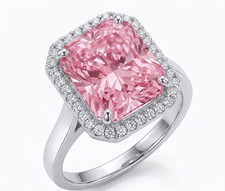 8.00 Ct Certified Radiant Cut Pink Natural Diamond Ring VVS1 White Gold Finish