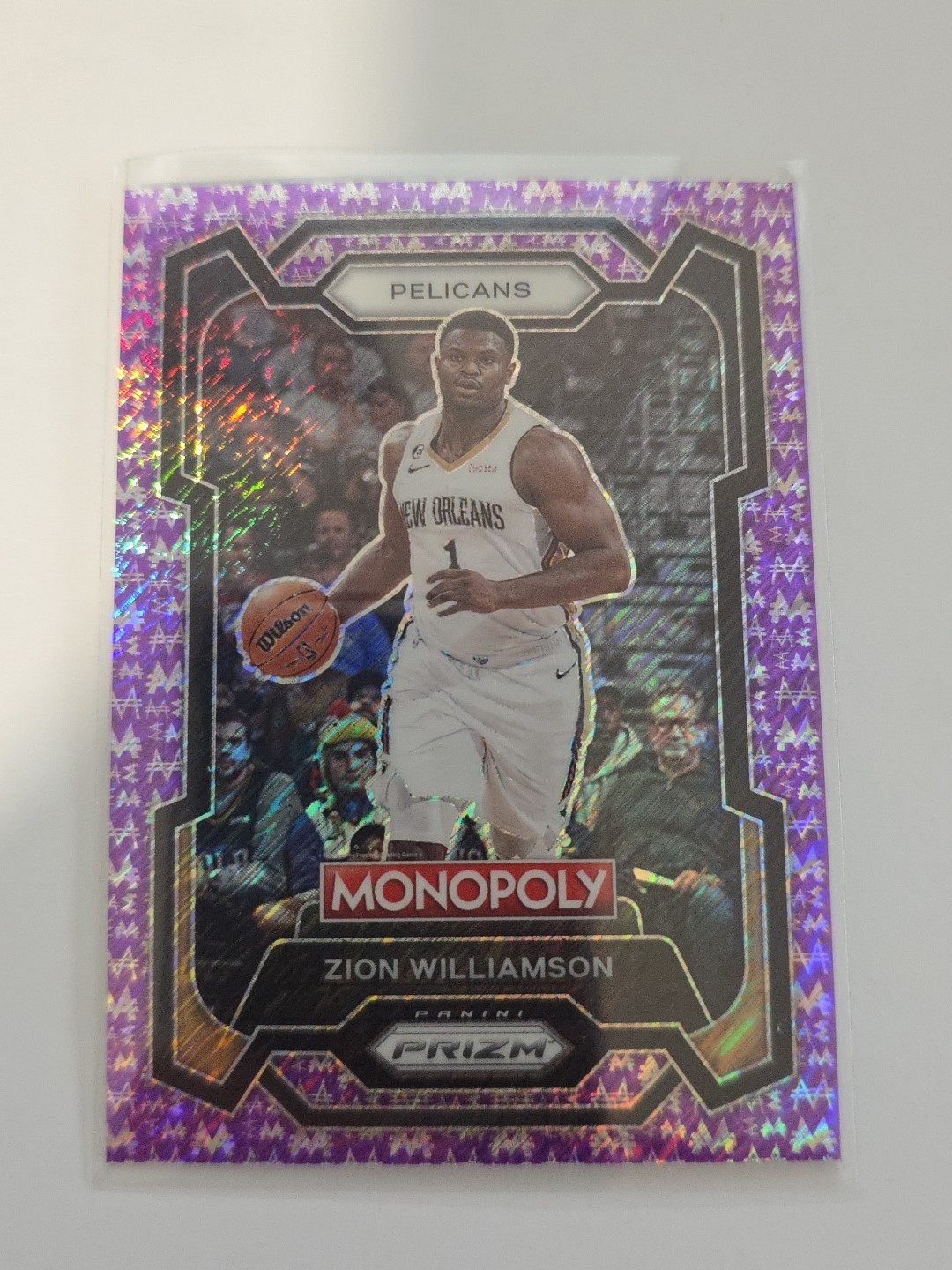 Zion Williamson Purple Millionaire Shimmer /50 2023-24 Panini Prizm Monopoly #55