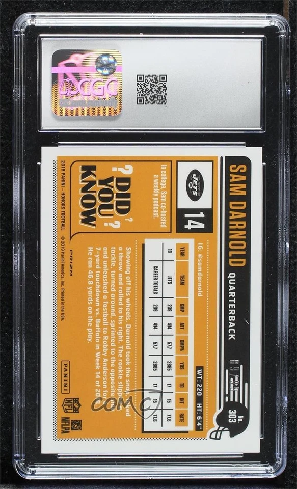 2018 Panini Honors Classics Update Rookies /99 Sam Darnold CGC 10 Gem Mint RC - Image 2 of 2