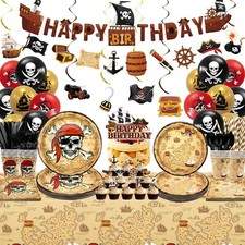 Pirate Party Decorations-20 Guests-Include Plates, Cups, Napkins, Tablecloth,...