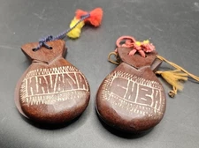 Vintage  Double Castanets Wooden Hand Carved Held Havana Cuba Musical Instrument
