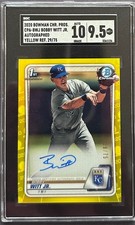 2020 Bowman Chrome Autographs Yellow Refractor Bobby Witt Jr. 29/75 POP 4