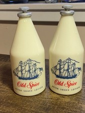 2 - Vintage Old Spice After Shave Lotion 4.75 Fl oz Glass Bottle - Half Full