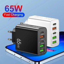 65W GaN Fast Charger 5-Port USB C PD Wall Plug Adapter for iPhone Samsung Laptop