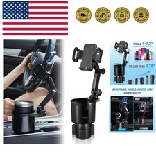 Cup Holder Phone Mount, 2 in 1 Cup Holder Expander for Car Long Arm with 360 ...