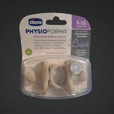 New Chicco PhysioForma Luxe Silicone Pacifier 2pk Grey 6-16 Months