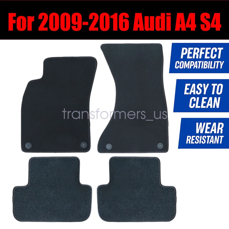 2009-2016 For Audi A4 / S4 Replacement Front & Rear Floor Mats Carpet Velour New - Image 3 of 4