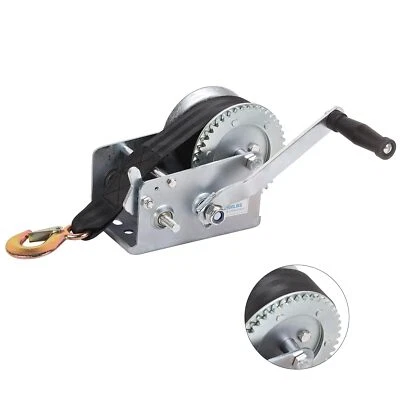 DAWOT Boat Trailer Winch 2500lbs 2 Gear Polyester Strap Winch ATV Boat Trailer