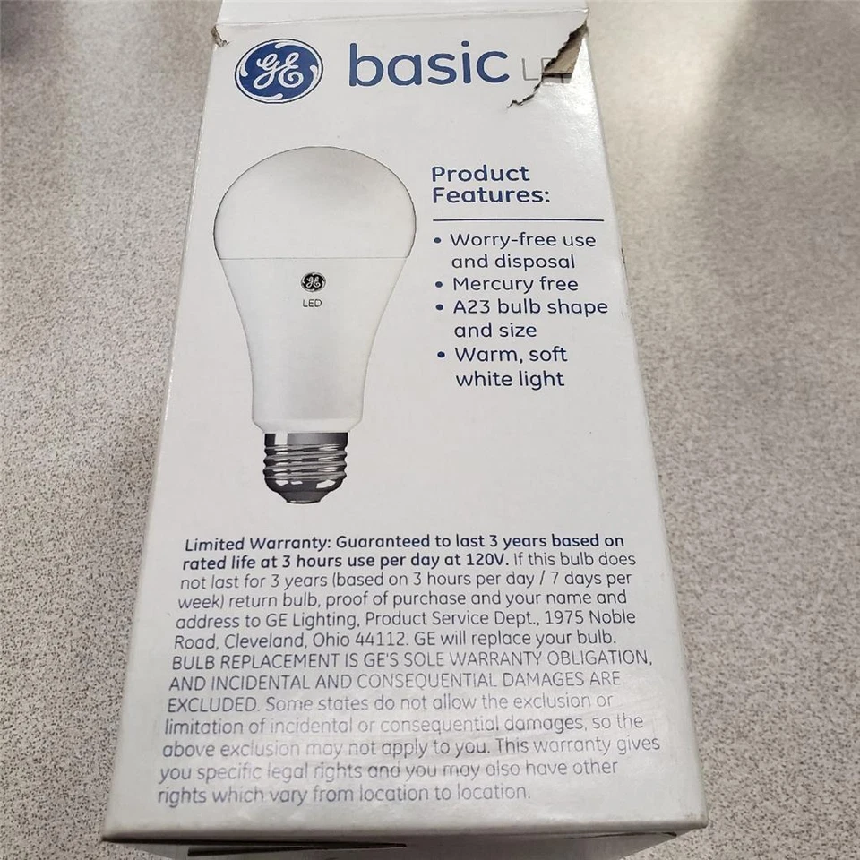 = GE Basic LED A23 Bulb Medium Base Non-Dimmable Soft White 93103856 NEW - Image 2 of 3