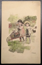 Vintage Postcard - Young Boy & Girl - Moving Day - 1900? Chas Williams NY