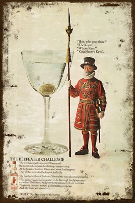 Beefeater Gin Tower of London Werbung, Vintage Look Neu Blechschild Plakette