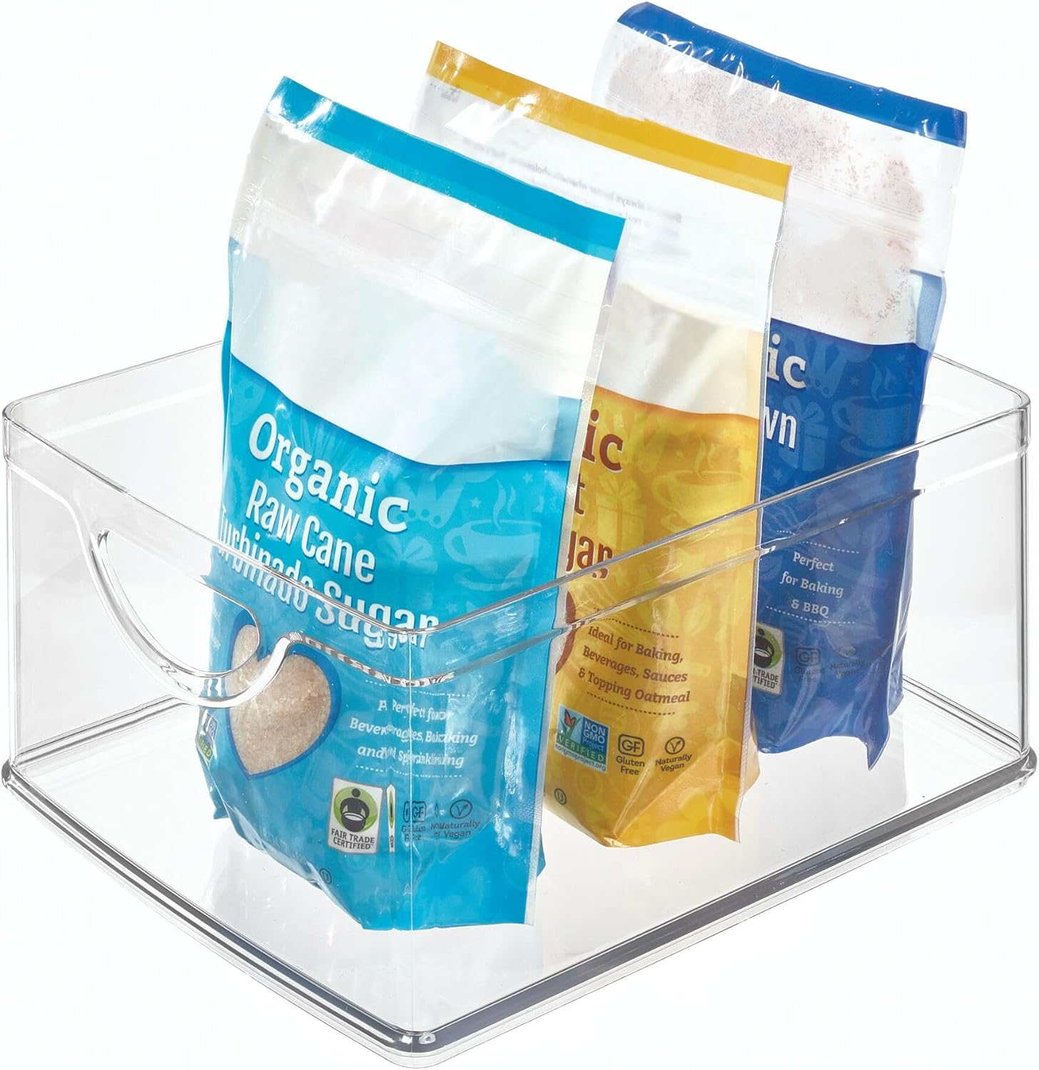 Recycled Plastic Cabinet and Pantry Storage Bin with Integrated Handles – 10”...