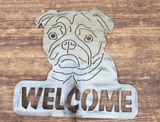 Dog art metal yard Pug