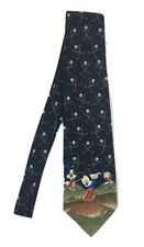 Disney Mickey Unlimited Mens Tie Navy Blue Golf Mickey Goofy Donald Polo