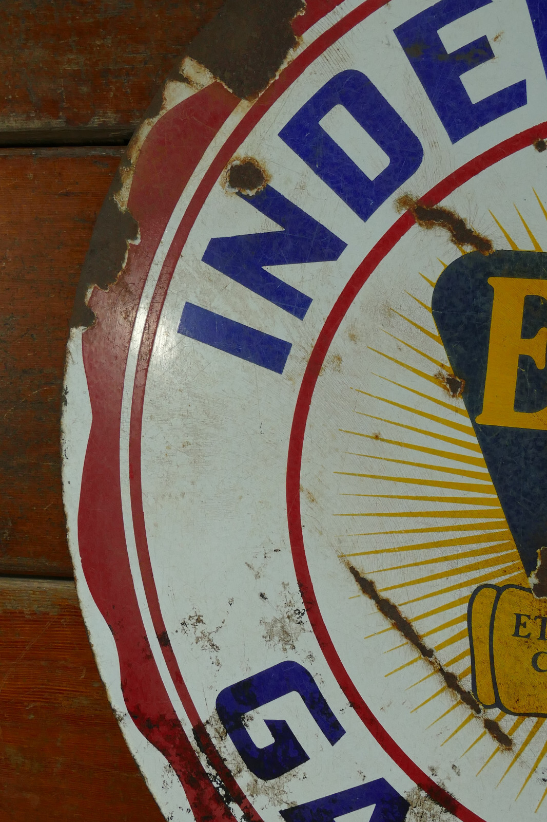 Independent Maker Sign Vintage Original Independent ETHYL Gasoline Double Sided Porcelain Sign ...