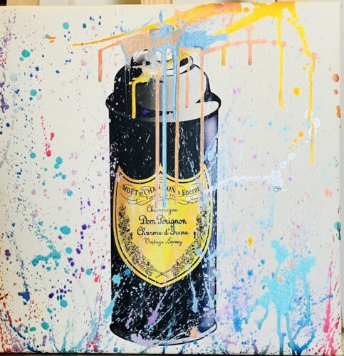 Urban Art Original Painting Dom Perignon Spray Can Mr Clever Street Art Show